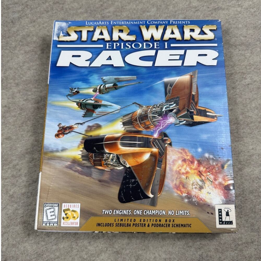 Vintage LucasArts Star Wars Episode 1 RACER Big Box PC LIMITED EDITION + Poster